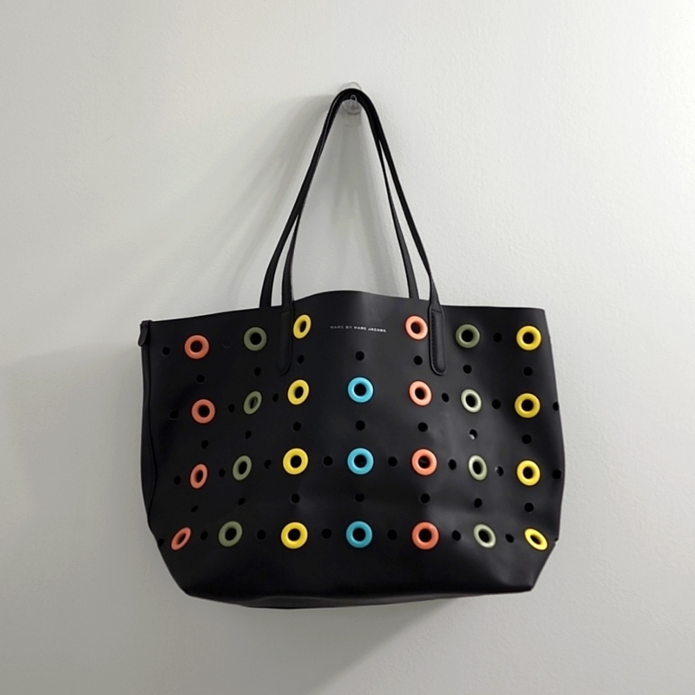 Marc by Marc Jacobs Black PVC Metropolite Grommet Tote